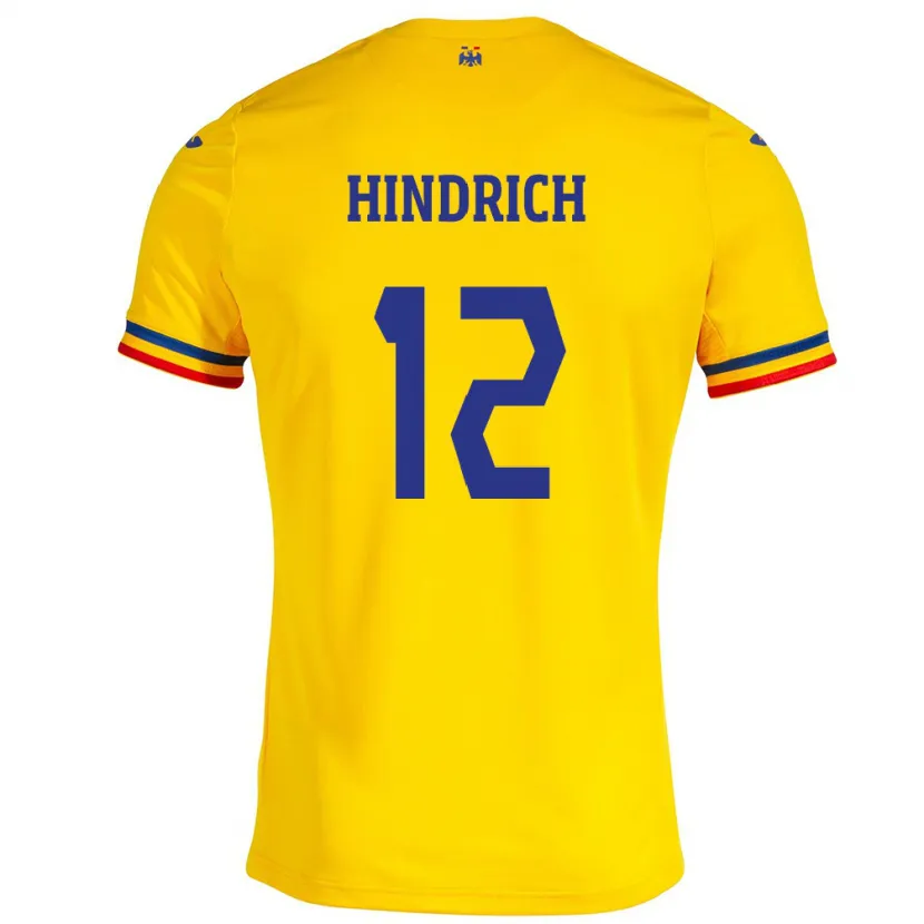 Danxen Børn Rumænien Otto Hindrich #12 Gul Hjemmebane Spillertrøjer 24-26 Trøje T-Shirt