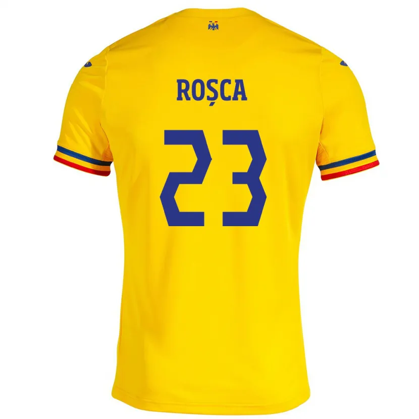 Danxen Børn Rumænien Alexandru Roșca #23 Gul Hjemmebane Spillertrøjer 24-26 Trøje T-Shirt