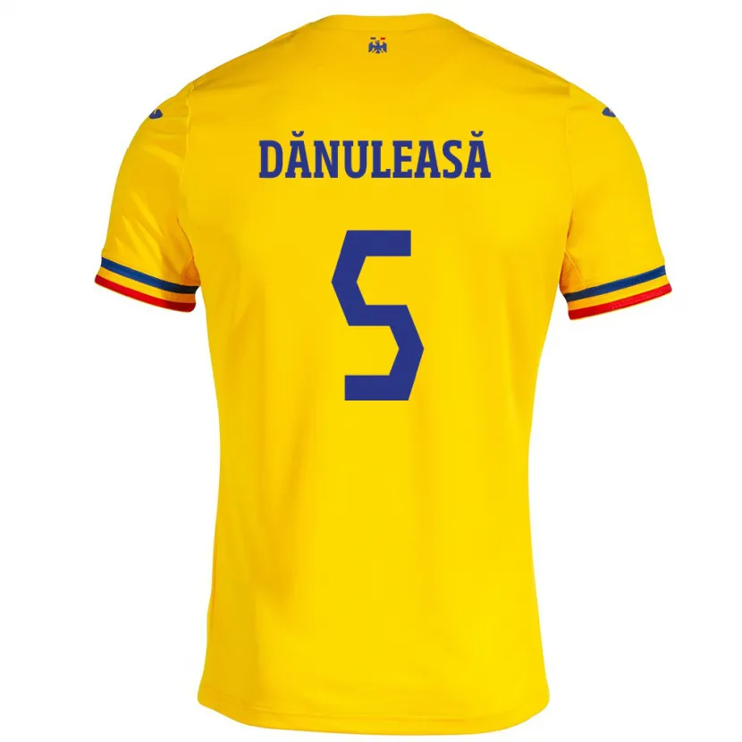 Danxen Børn Rumænien Gabriel Dănuleasă #5 Gul Hjemmebane Spillertrøjer 24-26 Trøje T-Shirt