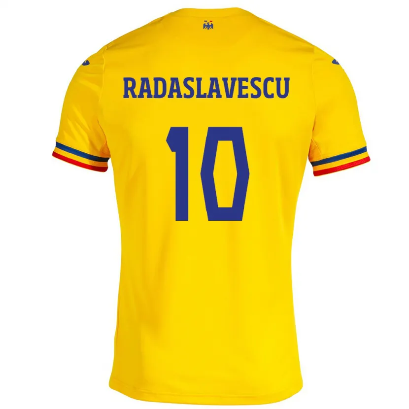 Danxen Børn Rumænien Eduard Radaslavescu #10 Gul Hjemmebane Spillertrøjer 24-26 Trøje T-Shirt