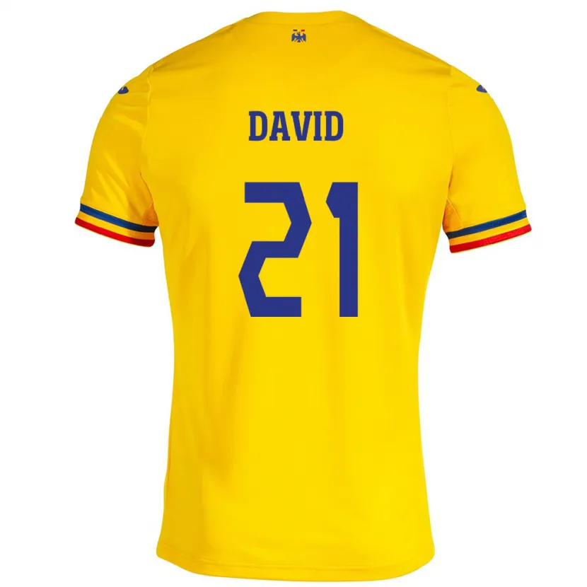 Danxen Børn Rumænien Gabriel David #21 Gul Hjemmebane Spillertrøjer 24-26 Trøje T-Shirt