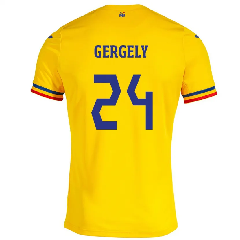 Danxen Børn Rumænien Botond Gergely #24 Gul Hjemmebane Spillertrøjer 24-26 Trøje T-Shirt