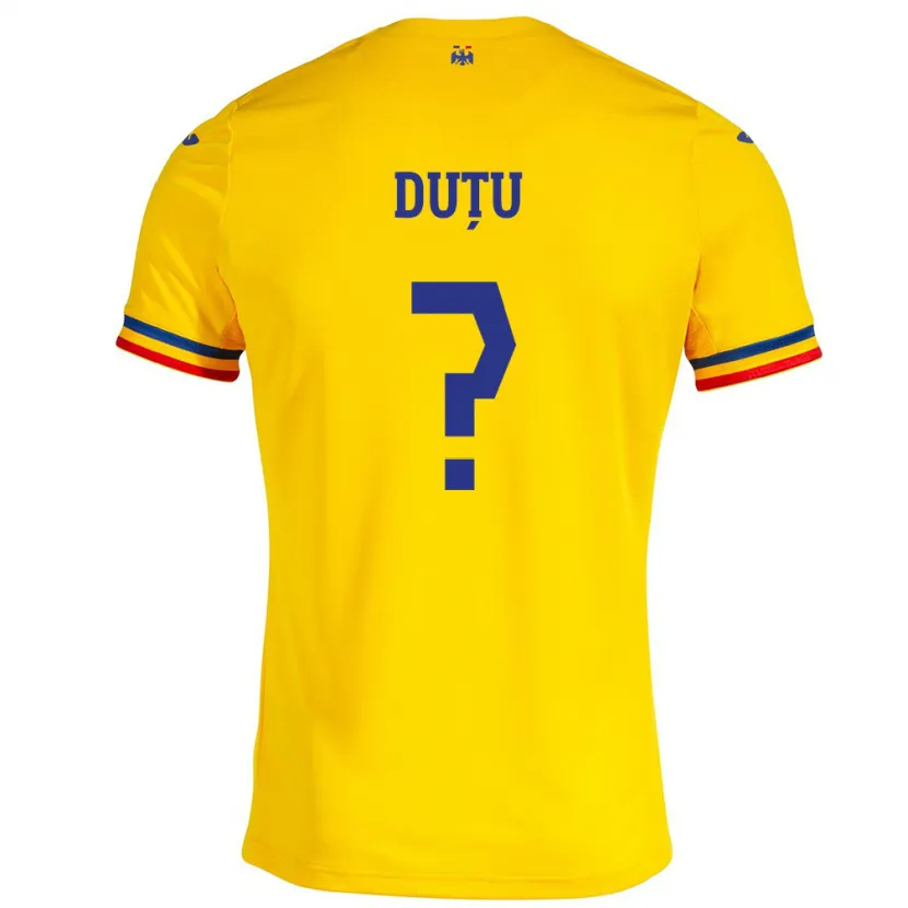 Danxen Børn Rumænien Matteo Duțu #0 Gul Hjemmebane Spillertrøjer 24-26 Trøje T-Shirt