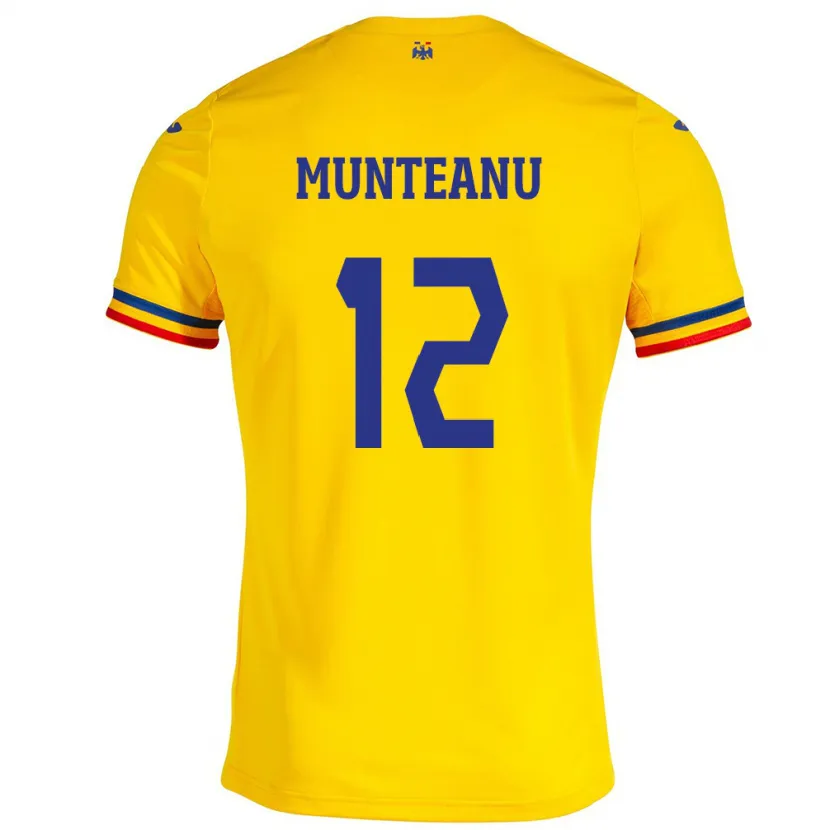 Danxen Børn Rumænien Rafael Munteanu #12 Gul Hjemmebane Spillertrøjer 24-26 Trøje T-Shirt