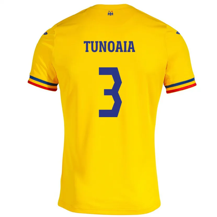 Danxen Børn Rumænien Alexandra Tunoaia #3 Gul Hjemmebane Spillertrøjer 24-26 Trøje T-Shirt