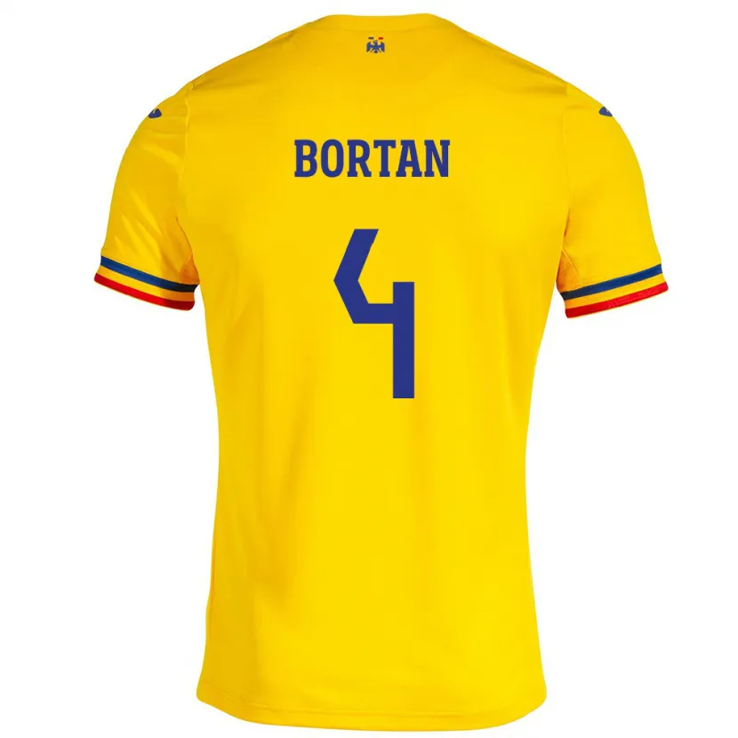 Danxen Børn Rumænien Ioana Bortan #4 Gul Hjemmebane Spillertrøjer 24-26 Trøje T-Shirt