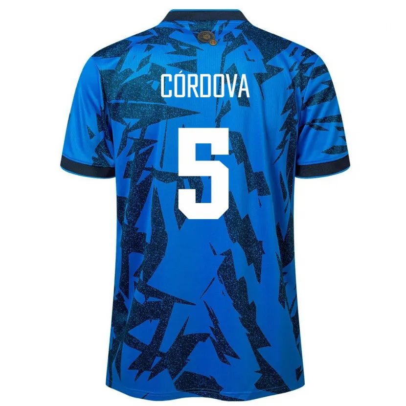 Danxen Børn El Salvador Edwin Córdova #5 Blå Hjemmebane Spillertrøjer 24-26 Trøje T-Shirt