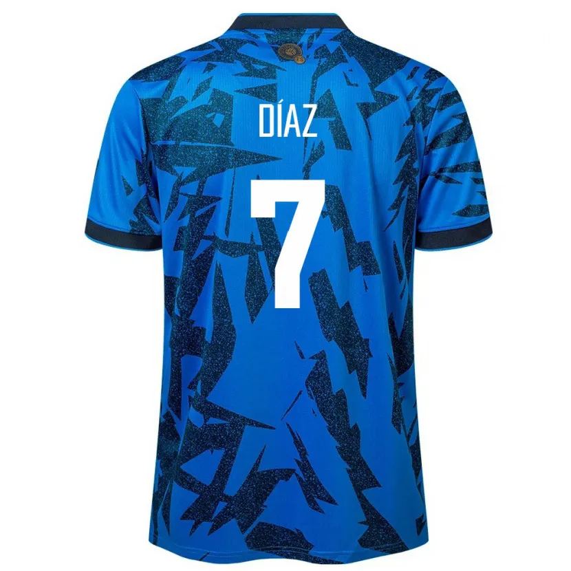 Danxen Børn El Salvador Nelson Díaz #7 Blå Hjemmebane Spillertrøjer 24-26 Trøje T-Shirt