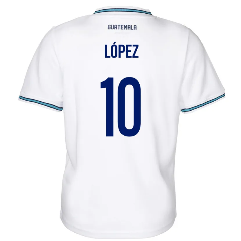 Danxen Børn Guatemala Antonio López #10 Hvid Hjemmebane Spillertrøjer 24-26 Trøje T-Shirt