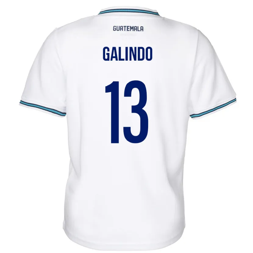 Danxen Børn Guatemala Alejandro Galindo #13 Hvid Hjemmebane Spillertrøjer 24-26 Trøje T-Shirt