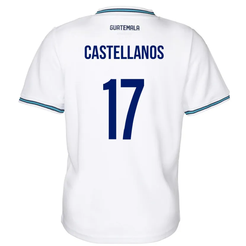 Danxen Børn Guatemala Óscar Castellanos #17 Hvid Hjemmebane Spillertrøjer 24-26 Trøje T-Shirt