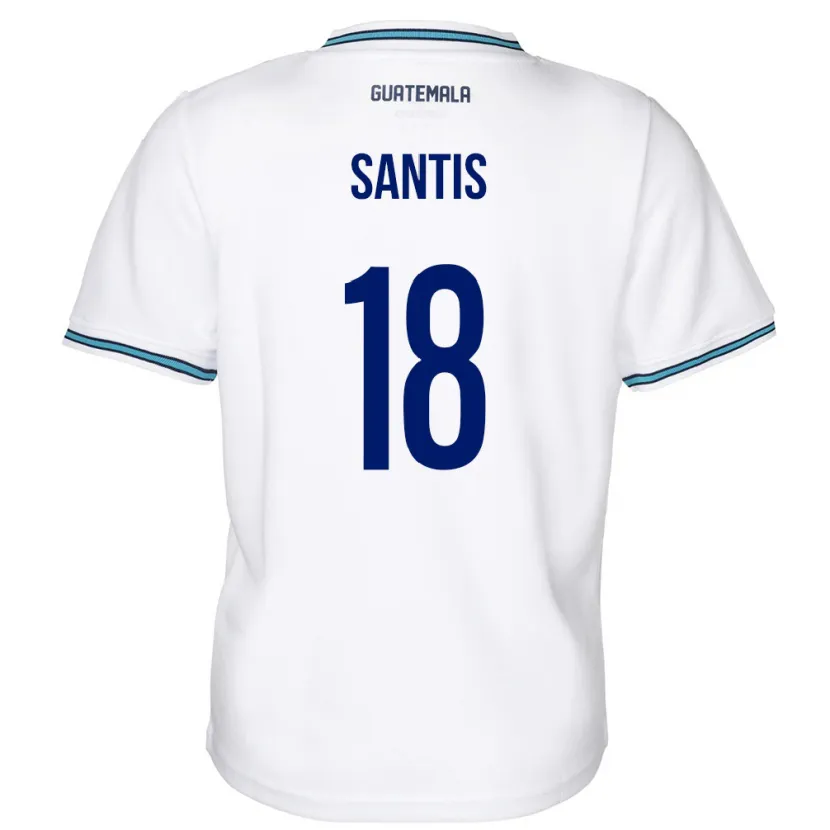 Danxen Børn Guatemala Óscar Santis #18 Hvid Hjemmebane Spillertrøjer 24-26 Trøje T-Shirt