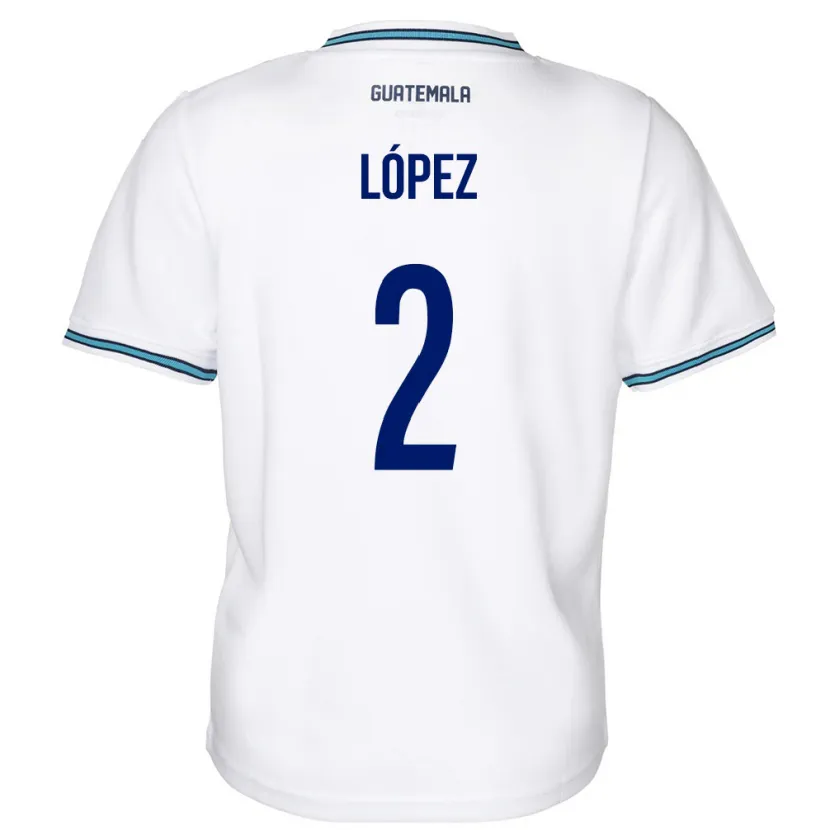 Danxen Børn Guatemala Francisco López #2 Hvid Hjemmebane Spillertrøjer 24-26 Trøje T-Shirt