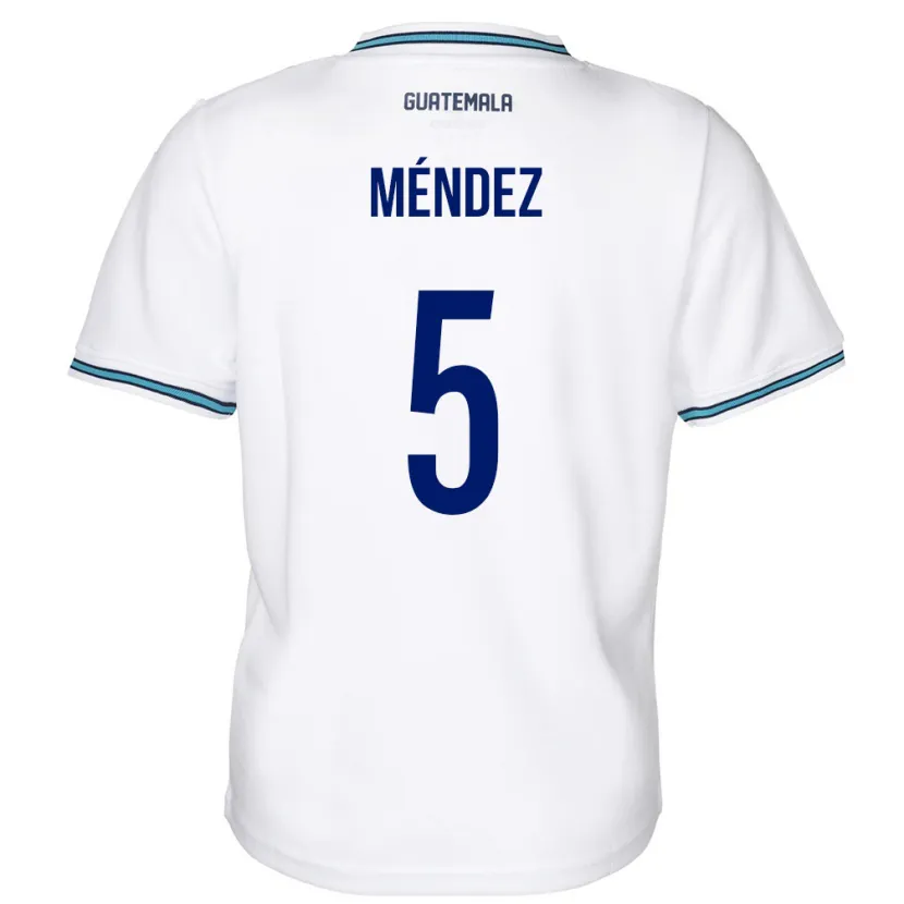 Danxen Børn Guatemala Diego Méndez #5 Hvid Hjemmebane Spillertrøjer 24-26 Trøje T-Shirt