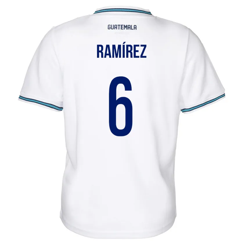 Danxen Børn Guatemala Kevin Ramírez #6 Hvid Hjemmebane Spillertrøjer 24-26 Trøje T-Shirt