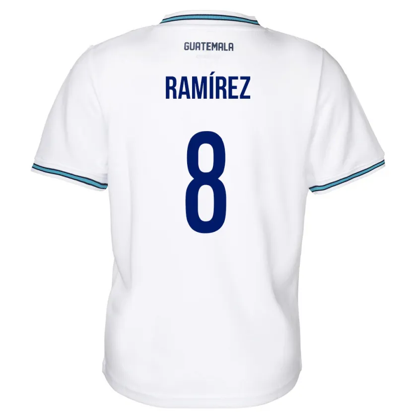 Danxen Børn Guatemala Dennis Ramírez #8 Hvid Hjemmebane Spillertrøjer 24-26 Trøje T-Shirt