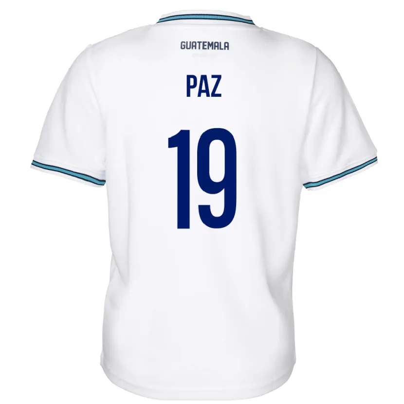 Danxen Børn Guatemala Vidal Paz #19 Hvid Hjemmebane Spillertrøjer 24-26 Trøje T-Shirt