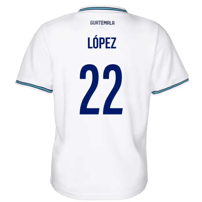 Danxen Børn Guatemala Whitney López #22 Hvid Hjemmebane Spillertrøjer 24-26 Trøje T-Shirt