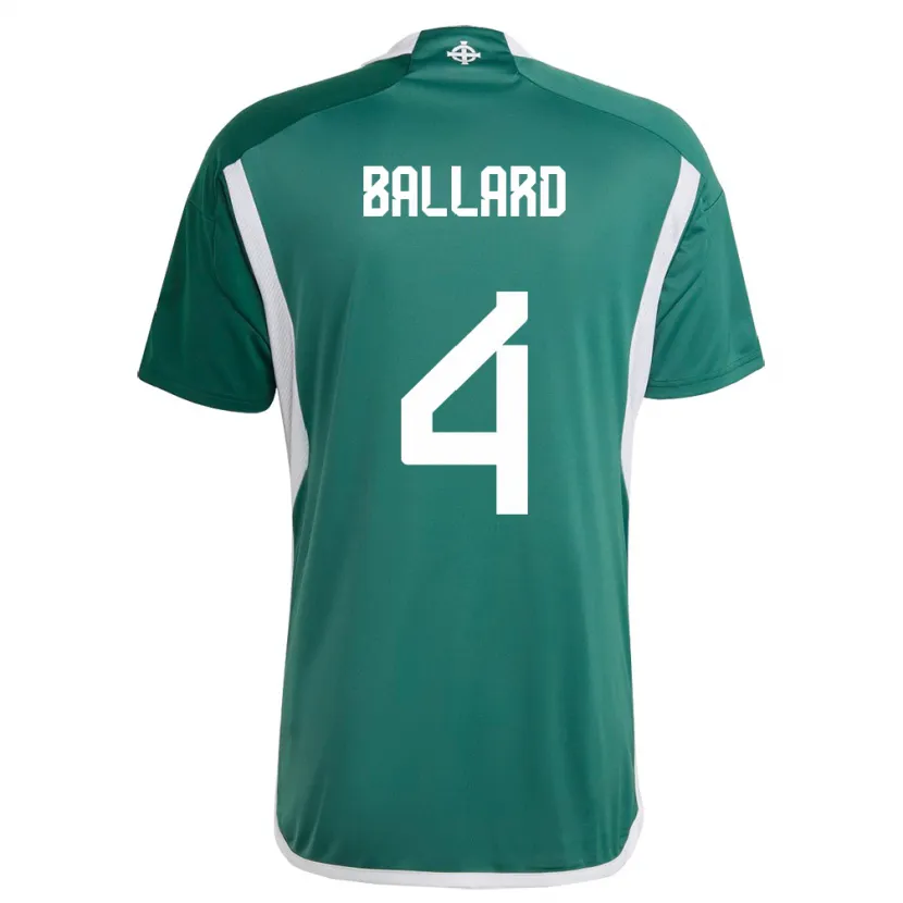 Danxen Børn Nordirland Daniel Ballard #4 Grøn Hjemmebane Spillertrøjer 24-26 Trøje T-Shirt