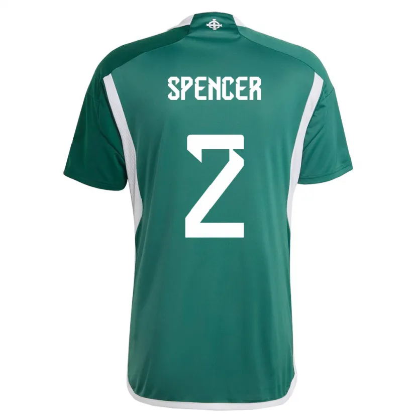 Danxen Børn Nordirland Brodie Spencer #2 Grøn Hjemmebane Spillertrøjer 24-26 Trøje T-Shirt