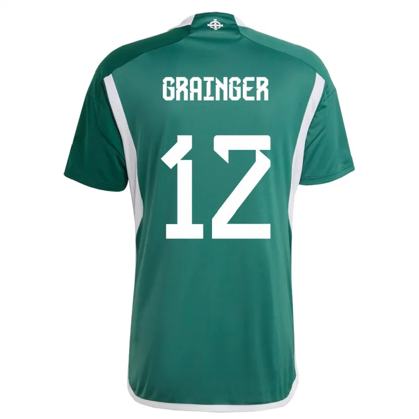 Danxen Børn Nordirland Owen Grainger #12 Grøn Hjemmebane Spillertrøjer 24-26 Trøje T-Shirt