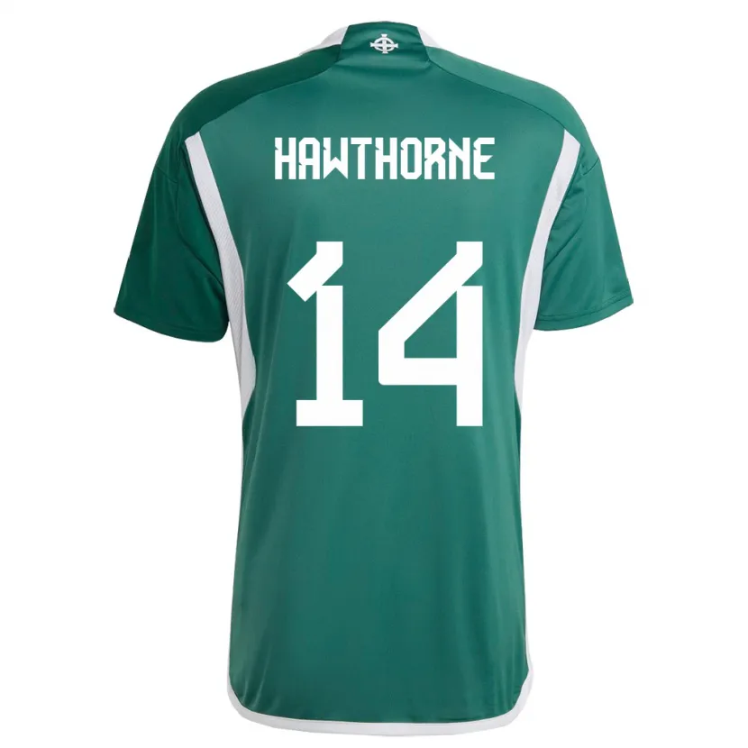 Danxen Børn Nordirland Keevan Hawthorne #14 Grøn Hjemmebane Spillertrøjer 24-26 Trøje T-Shirt