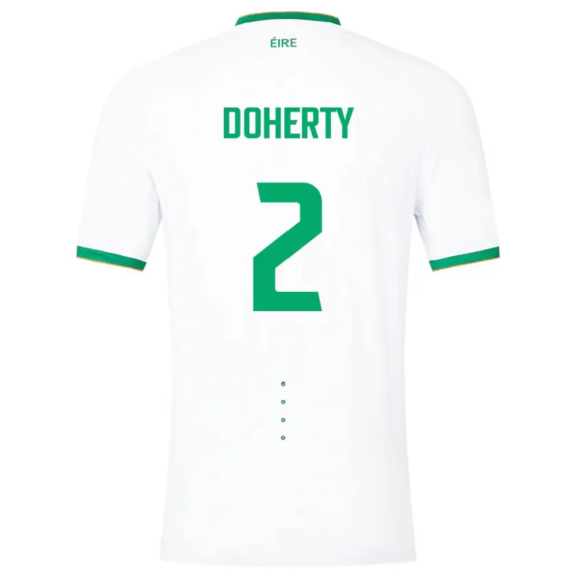 Danxen Børn Irland Matt Doherty #2 Hvid Udebane Spillertrøjer 24-26 Trøje T-Shirt