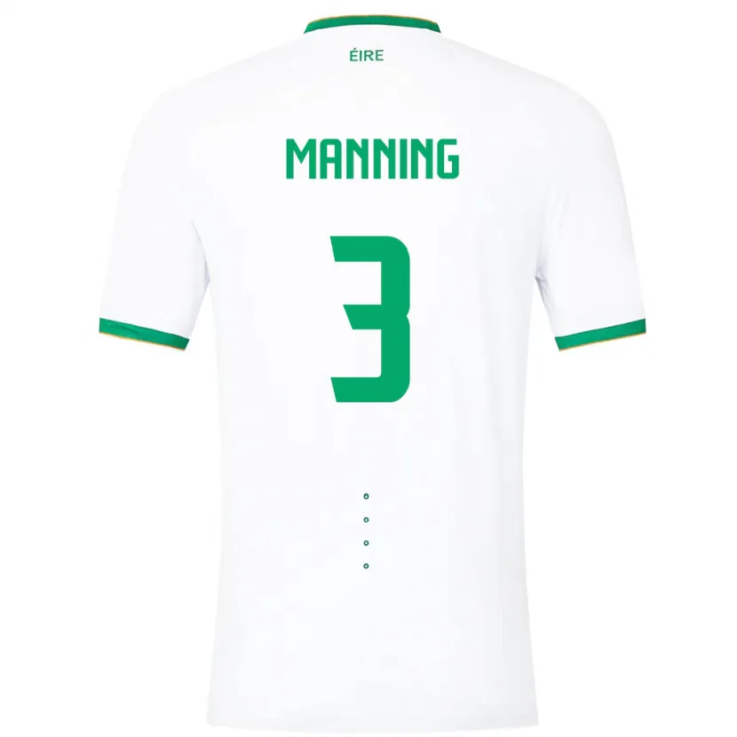 Danxen Børn Irland Ryan Manning #3 Hvid Udebane Spillertrøjer 24-26 Trøje T-Shirt