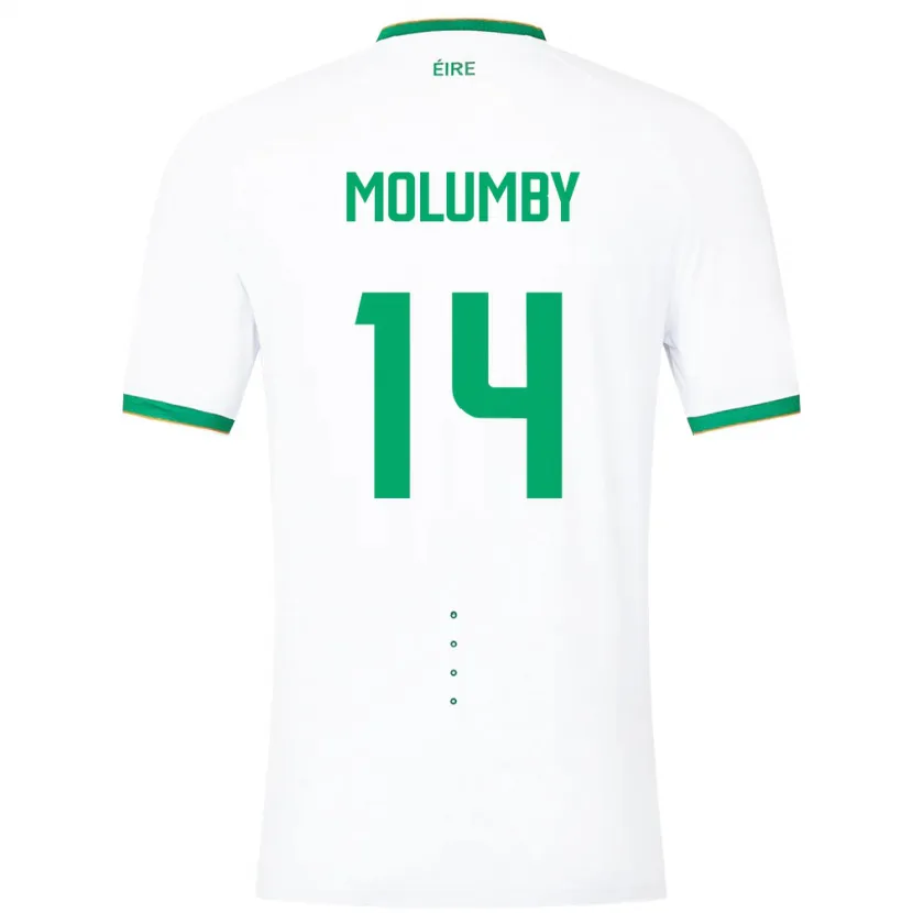 Danxen Børn Irland Jayson Molumby #14 Hvid Udebane Spillertrøjer 24-26 Trøje T-Shirt