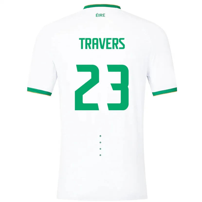 Danxen Børn Irland Mark Travers #23 Hvid Udebane Spillertrøjer 24-26 Trøje T-Shirt