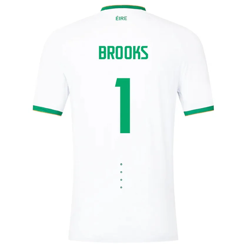 Danxen Børn Irland Tiernan Brooks #1 Hvid Udebane Spillertrøjer 24-26 Trøje T-Shirt