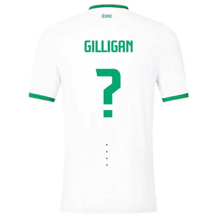 Danxen Børn Irland Ciaran Gilligan #0 Hvid Udebane Spillertrøjer 24-26 Trøje T-Shirt