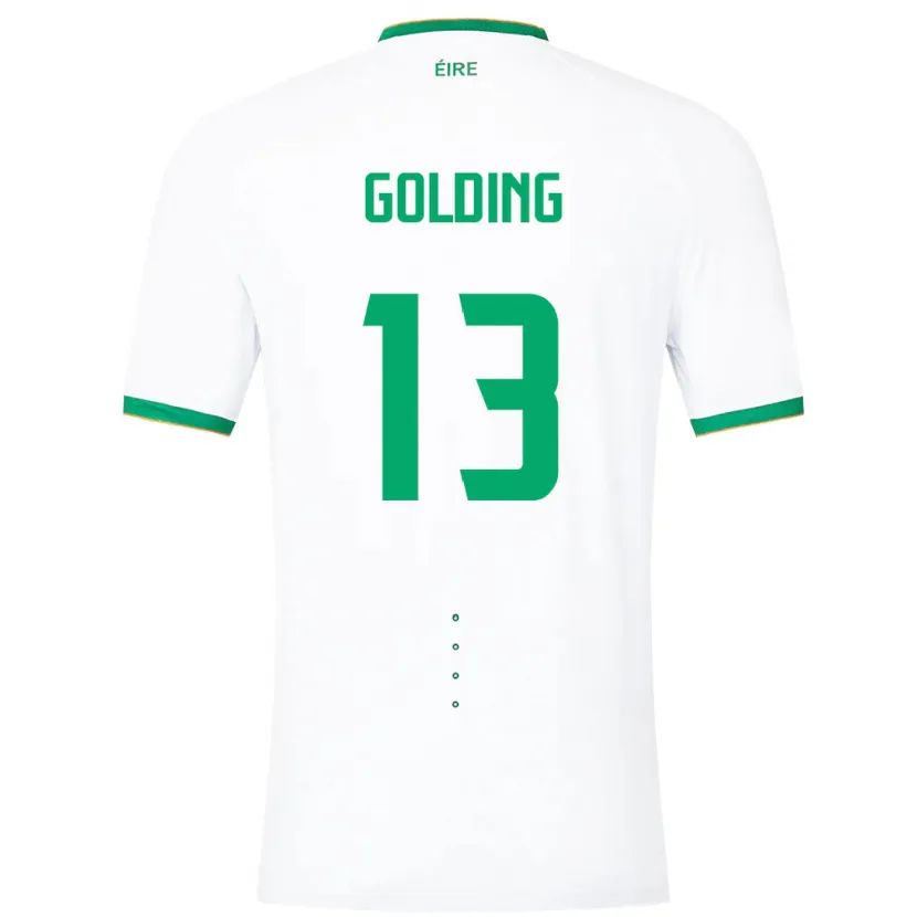 Danxen Børn Irland James Golding #13 Hvid Udebane Spillertrøjer 24-26 Trøje T-Shirt