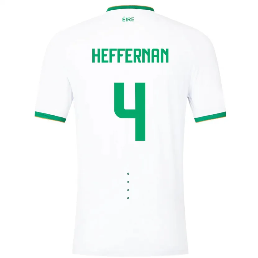 Danxen Børn Irland Cathal Heffernan #4 Hvid Udebane Spillertrøjer 24-26 Trøje T-Shirt