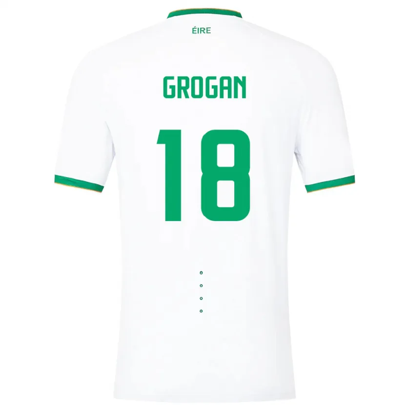 Danxen Børn Irland Christy Grogan #18 Hvid Udebane Spillertrøjer 24-26 Trøje T-Shirt