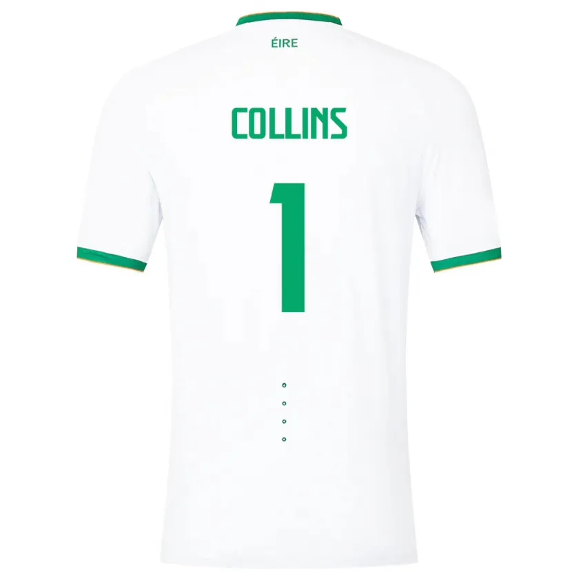 Danxen Børn Irland Joe Collins #1 Hvid Udebane Spillertrøjer 24-26 Trøje T-Shirt