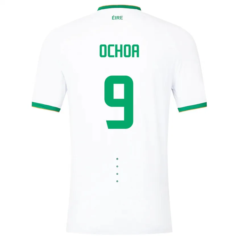 Danxen Børn Irland Aarón Ochoa #9 Hvid Udebane Spillertrøjer 24-26 Trøje T-Shirt