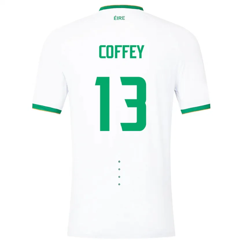 Danxen Børn Irland Fiachra Coffey #13 Hvid Udebane Spillertrøjer 24-26 Trøje T-Shirt