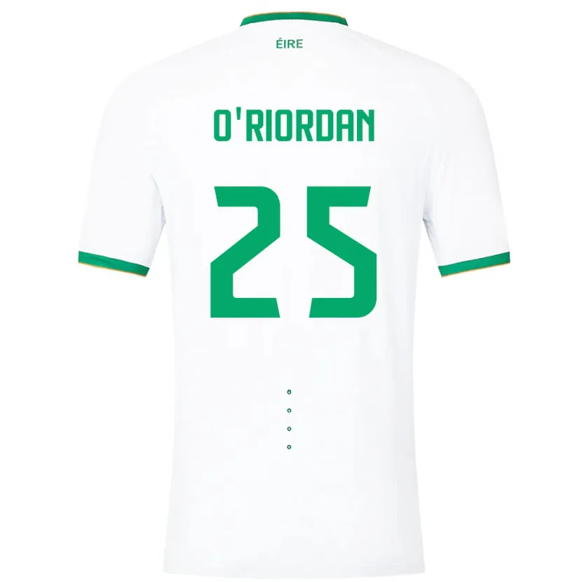 Danxen Børn Irland Claire O'riordan #25 Hvid Udebane Spillertrøjer 24-26 Trøje T-Shirt