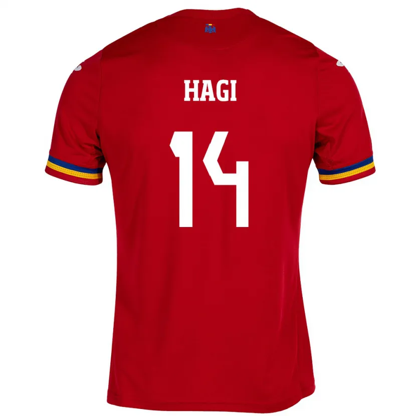 Danxen Børn Rumænien Ianis Hagi #14 Rød Udebane Spillertrøjer 24-26 Trøje T-Shirt