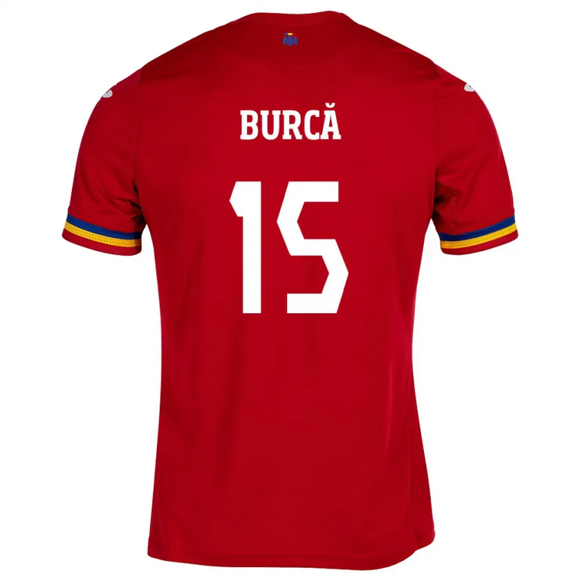 Danxen Børn Rumænien Andrei Burcă #15 Rød Udebane Spillertrøjer 24-26 Trøje T-Shirt