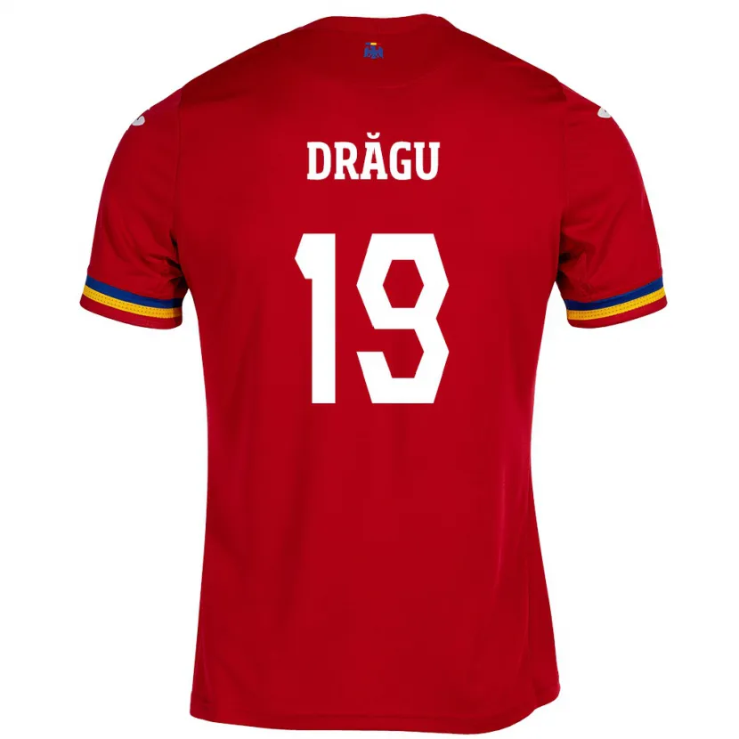 Danxen Børn Rumænien Denis Drăguş #19 Rød Udebane Spillertrøjer 24-26 Trøje T-Shirt