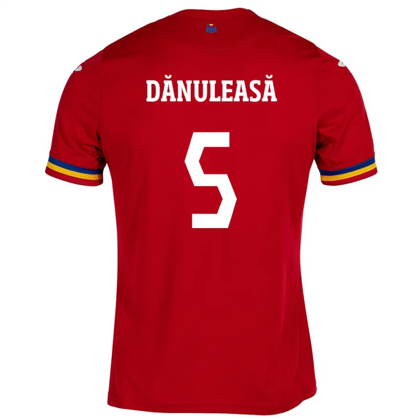 Danxen Børn Rumænien Gabriel Dănuleasă #5 Rød Udebane Spillertrøjer 24-26 Trøje T-Shirt