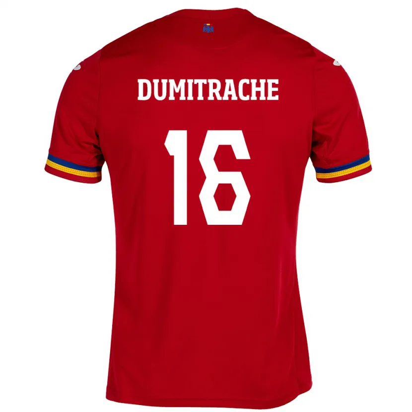 Danxen Børn Rumænien Valentin Dumitrache #16 Rød Udebane Spillertrøjer 24-26 Trøje T-Shirt