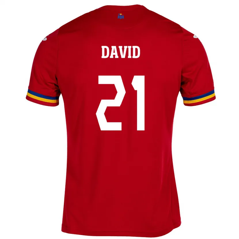 Danxen Børn Rumænien Gabriel David #21 Rød Udebane Spillertrøjer 24-26 Trøje T-Shirt