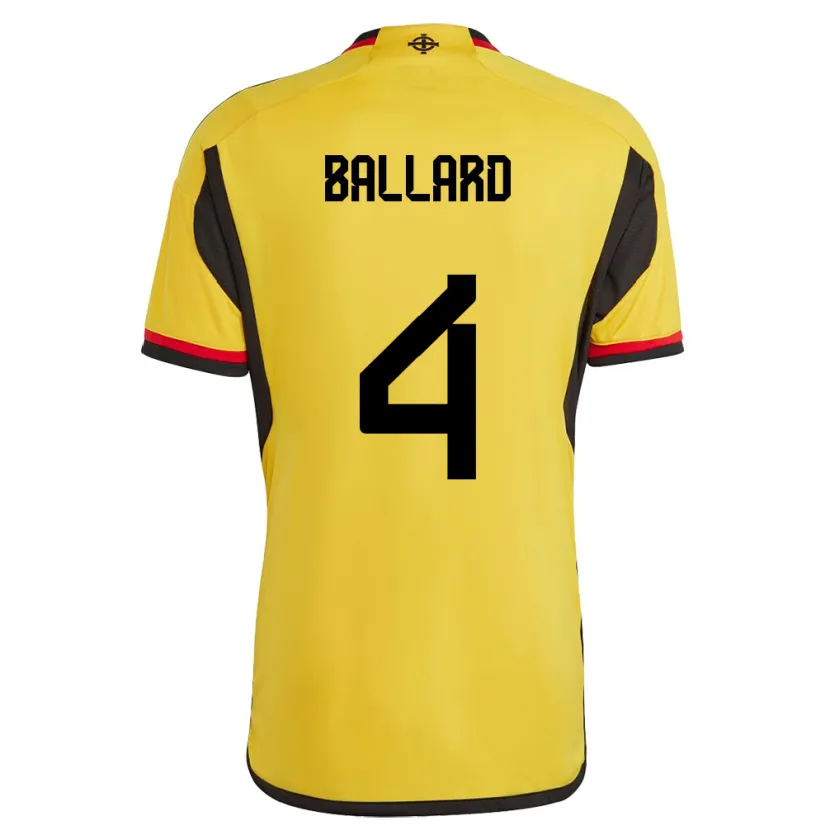 Danxen Børn Nordirland Daniel Ballard #4 Hvid Udebane Spillertrøjer 24-26 Trøje T-Shirt