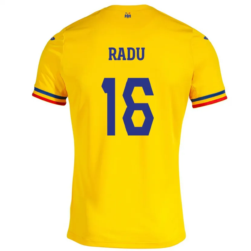 Danxen Mænd Rumænien Andrei Radu #16 Gul Hjemmebane Spillertrøjer 24-26 Trøje T-Shirt