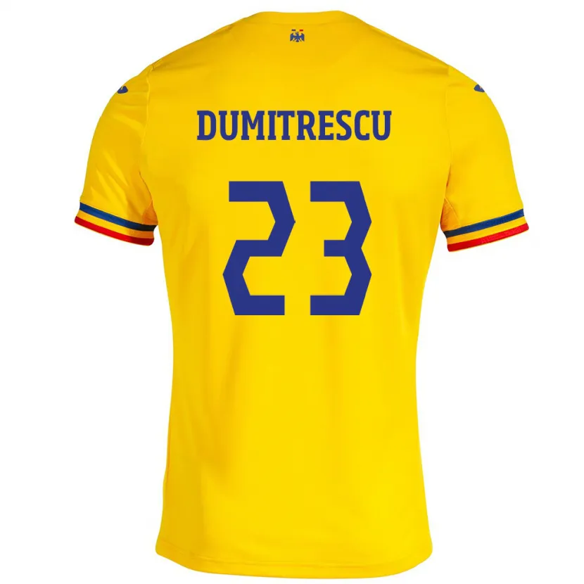 Danxen Mænd Rumænien Andres Dumitrescu #23 Gul Hjemmebane Spillertrøjer 24-26 Trøje T-Shirt