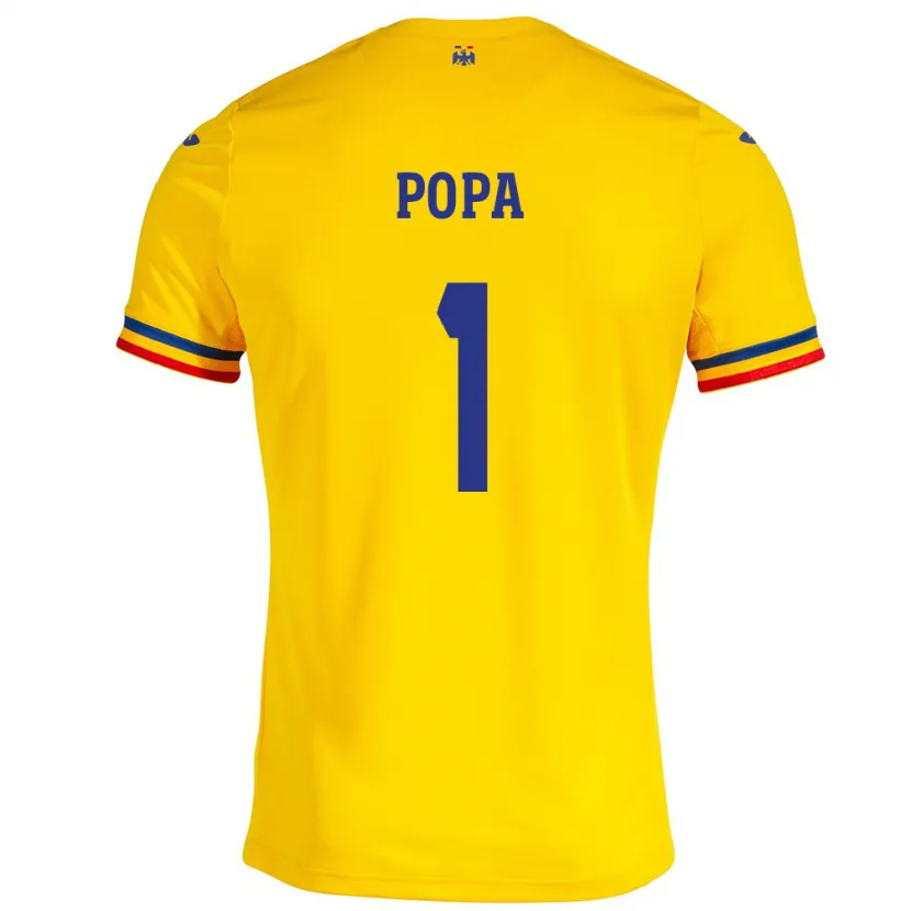 Danxen Mænd Rumænien Robert Popa #1 Gul Hjemmebane Spillertrøjer 24-26 Trøje T-Shirt