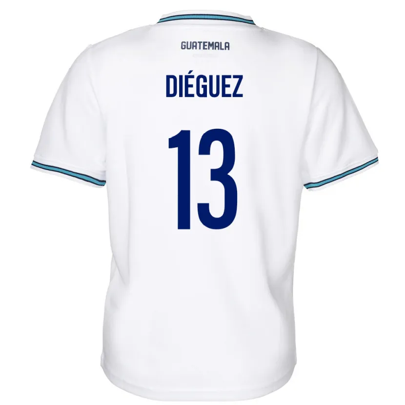 Danxen Mænd Guatemala Jonathan Diéguez #13 Hvid Hjemmebane Spillertrøjer 24-26 Trøje T-Shirt